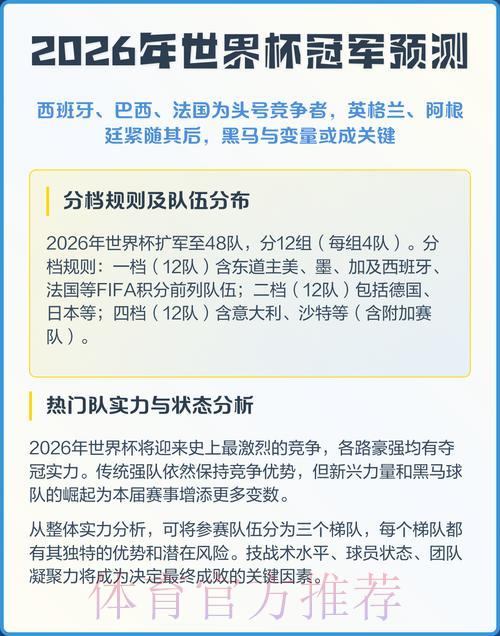 2026年世界杯赛事比分预测及数据分析趋势解读